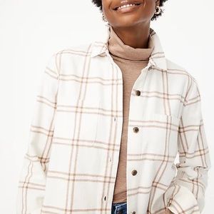 J Crew Factory White Plaid Flannel Shirt Jacket